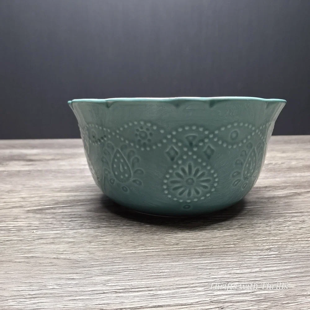Pioneer Woman Lace Cowgirl Stoneware - Teal -‎ Replacement Bowl